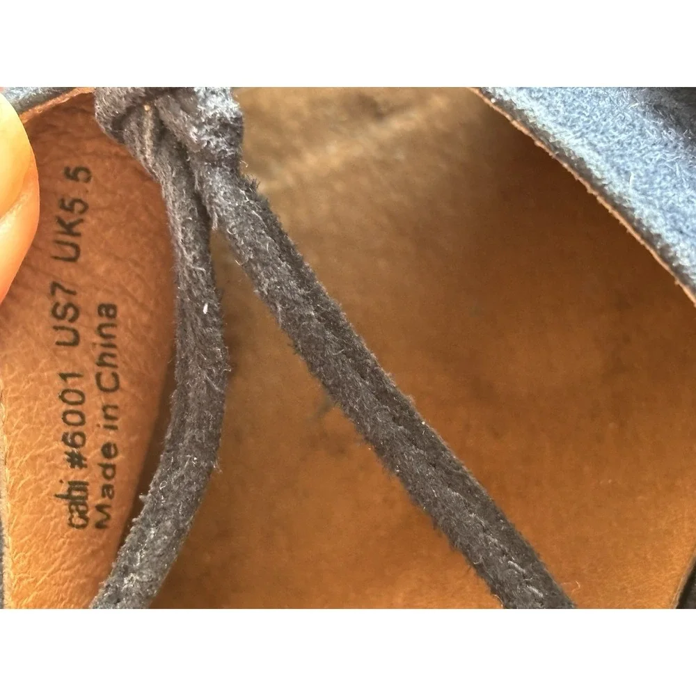 Cabi Isla Blue Suede Aztec Espadrille Wedge Heel Tie Up Womens Sz‎ 7M #6001